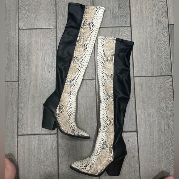 Dolce Vita Snake Skin Over the Knee Leather Boots - Picture 2 of 9